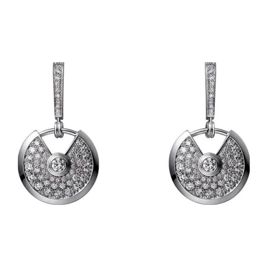 KDY-N8515029 17mm full diamond disc round lucky amulet earrings