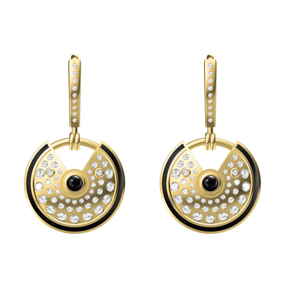 KDY-B2018343 17.5MM Full Diamond Disc Lucky Charm Earrings