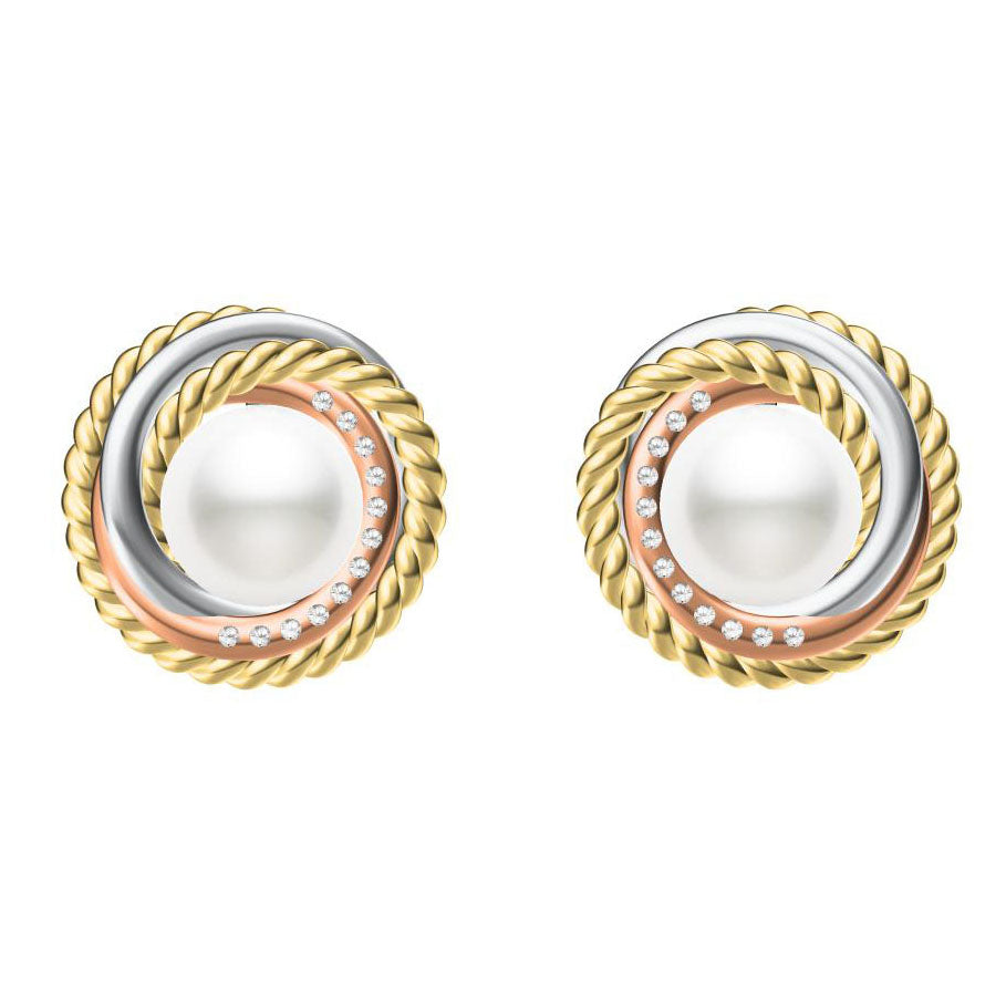 KDY-N8050100 three-color pearl 6.5mm color separation earrings