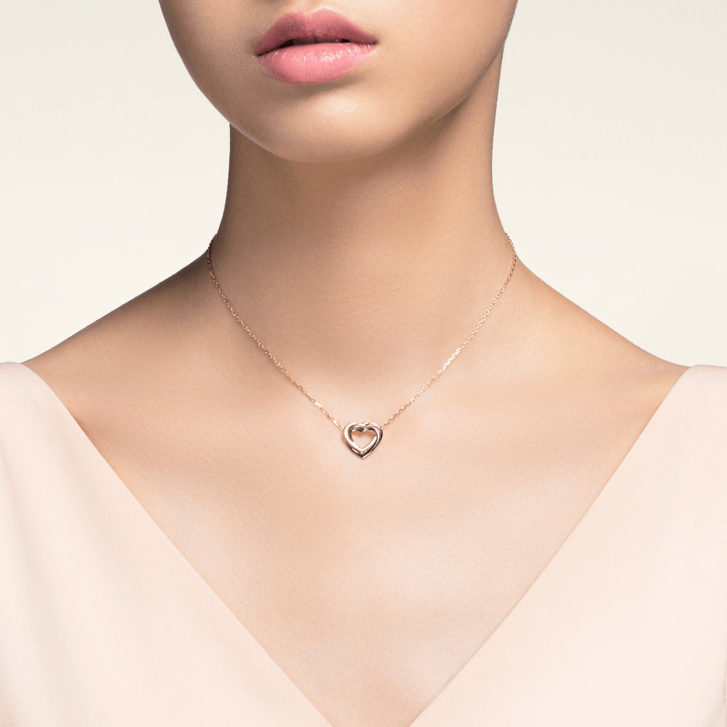 KDY-B7061100 three-ring heart-shaped tether pendant necklace