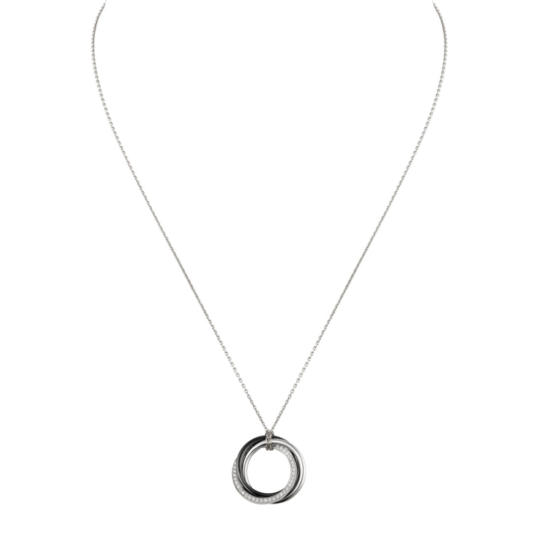 KDY-B3045500 three-ring ceramic single row diamond ring pendant