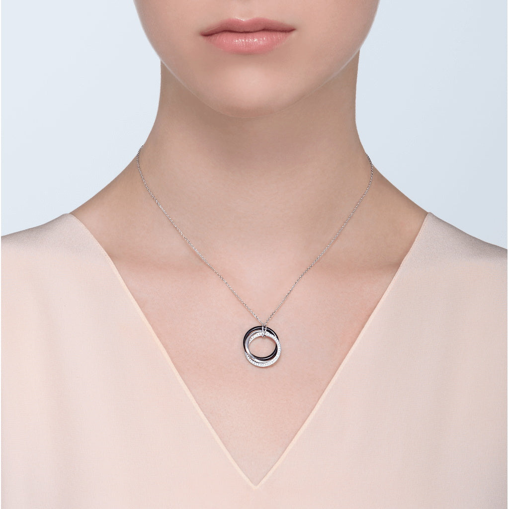 KDY-B3045500 three-ring ceramic single row diamond ring pendant