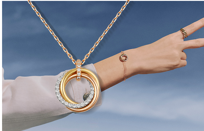 KDY-B7224586 three-ring single row diamond ring color-separated pendant