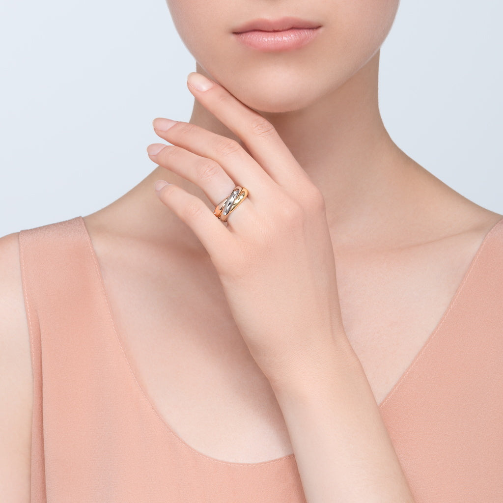 KDY-B4088500 three-ring color-separated five-diamond ring