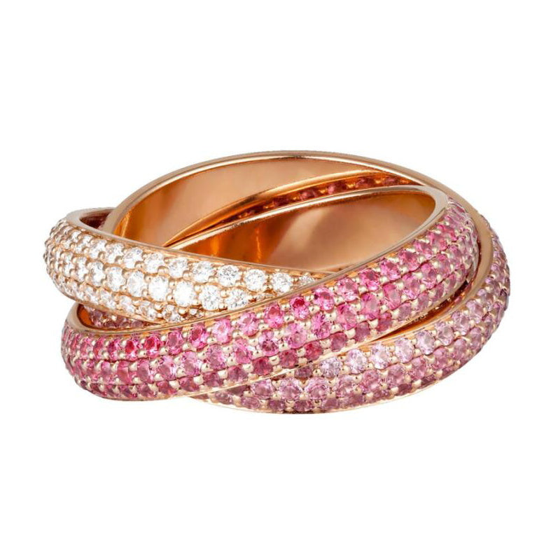 KDY-N4210700 three-ring color-separated three-row stone ring