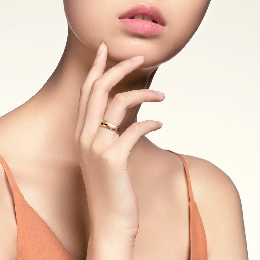 KDY-B4086100 2.8mm small light gold three-ring color ring
