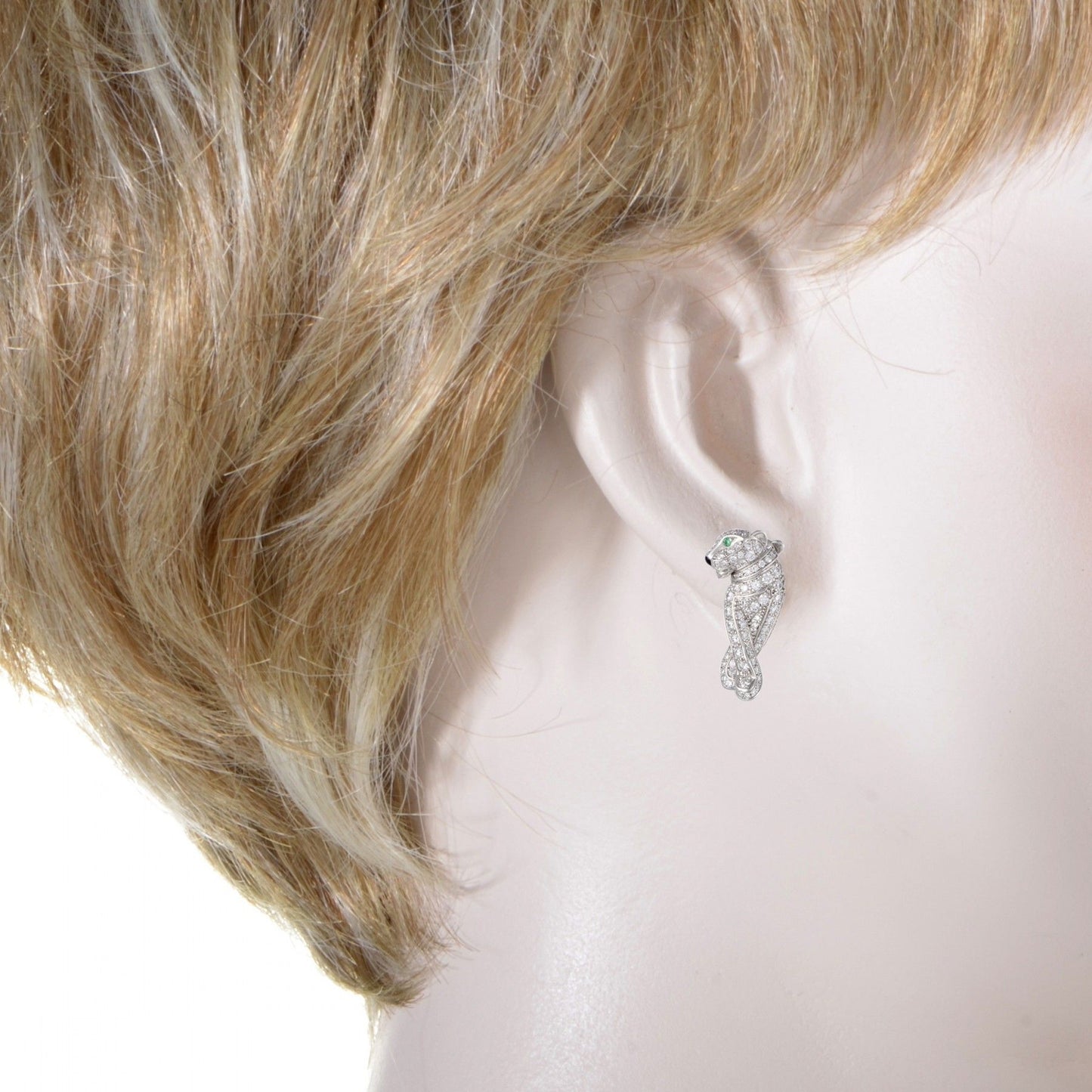 KDY-N8288693 small full diamond wishbone leopard earrings