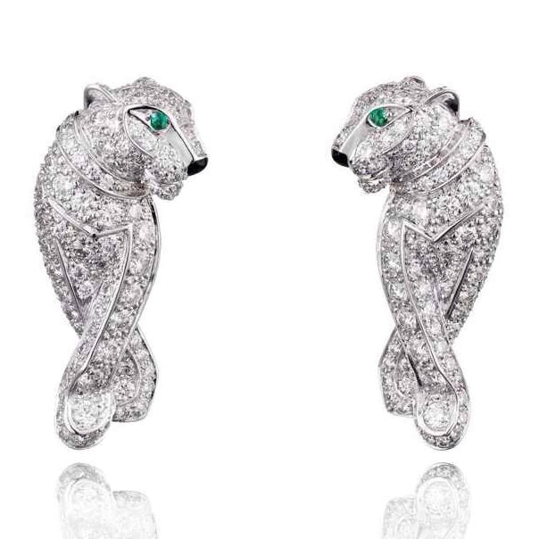 KDY-N8503400 large diamond wishbone leopard earrings
