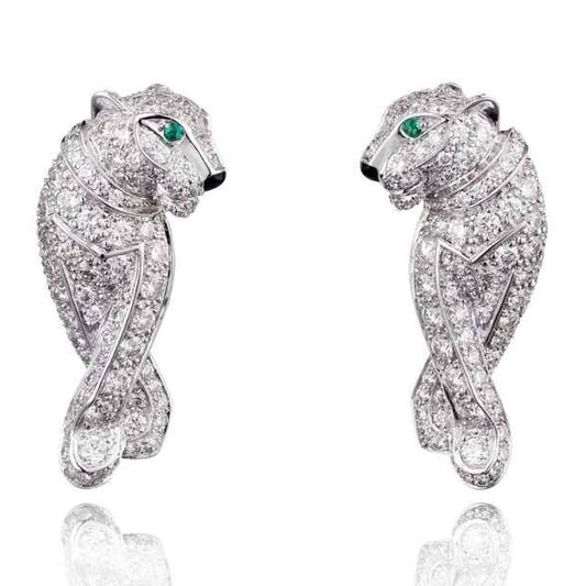 KDY-N8503400 large diamond wishbone leopard earrings