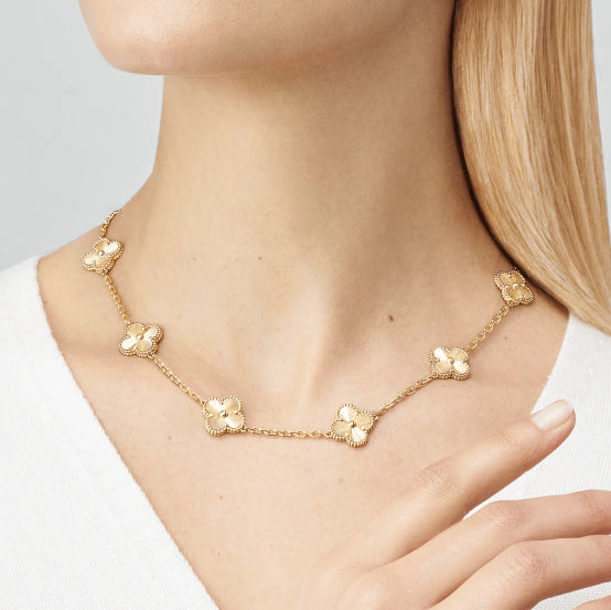 VCARP3JJ00 Approximately 15mm four-leaf clover ten-flower necklace chain length 42cm