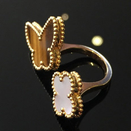 VCARN05800 Butterfly Clover Open Arm Ring