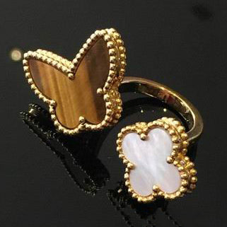 VCARN05800 Butterfly Clover Open Arm Ring