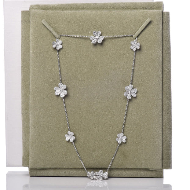 VCARN25400 clover full diamond 9 flower necklace chain length 420mm