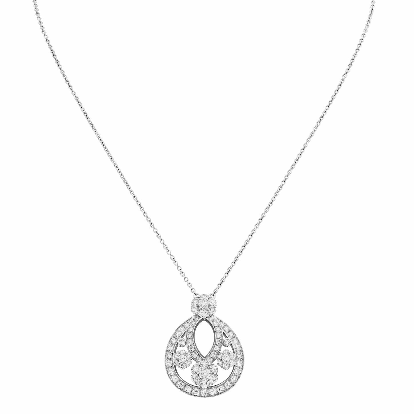 VCARO3RN00 small six-circle one-flower diamond chain pendant