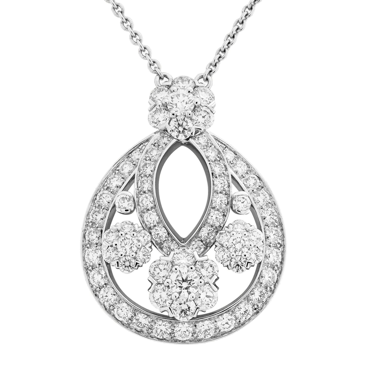VCARO3RN00 small six-circle one-flower diamond chain pendant