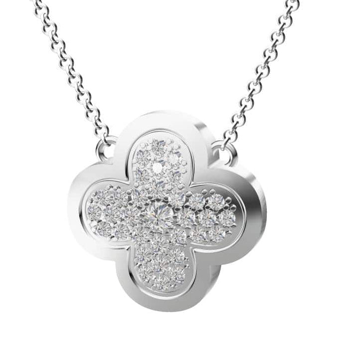 VCA3196074 15mm four-leaf clover wave surface dense stone pendant