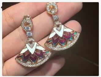 BGL-OR431703 agate ginkgo leaf fan skirt earrings