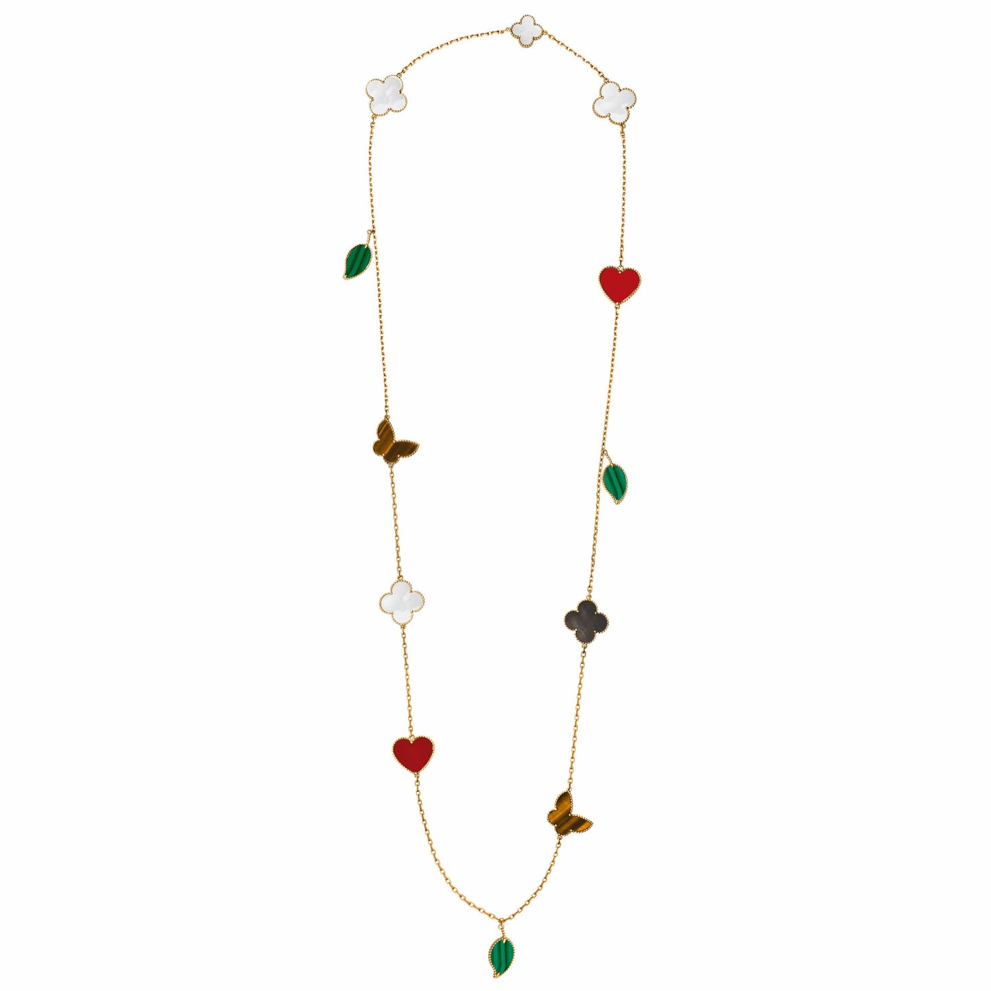 VCARD80100 four-leaf clover 12 flower necklace