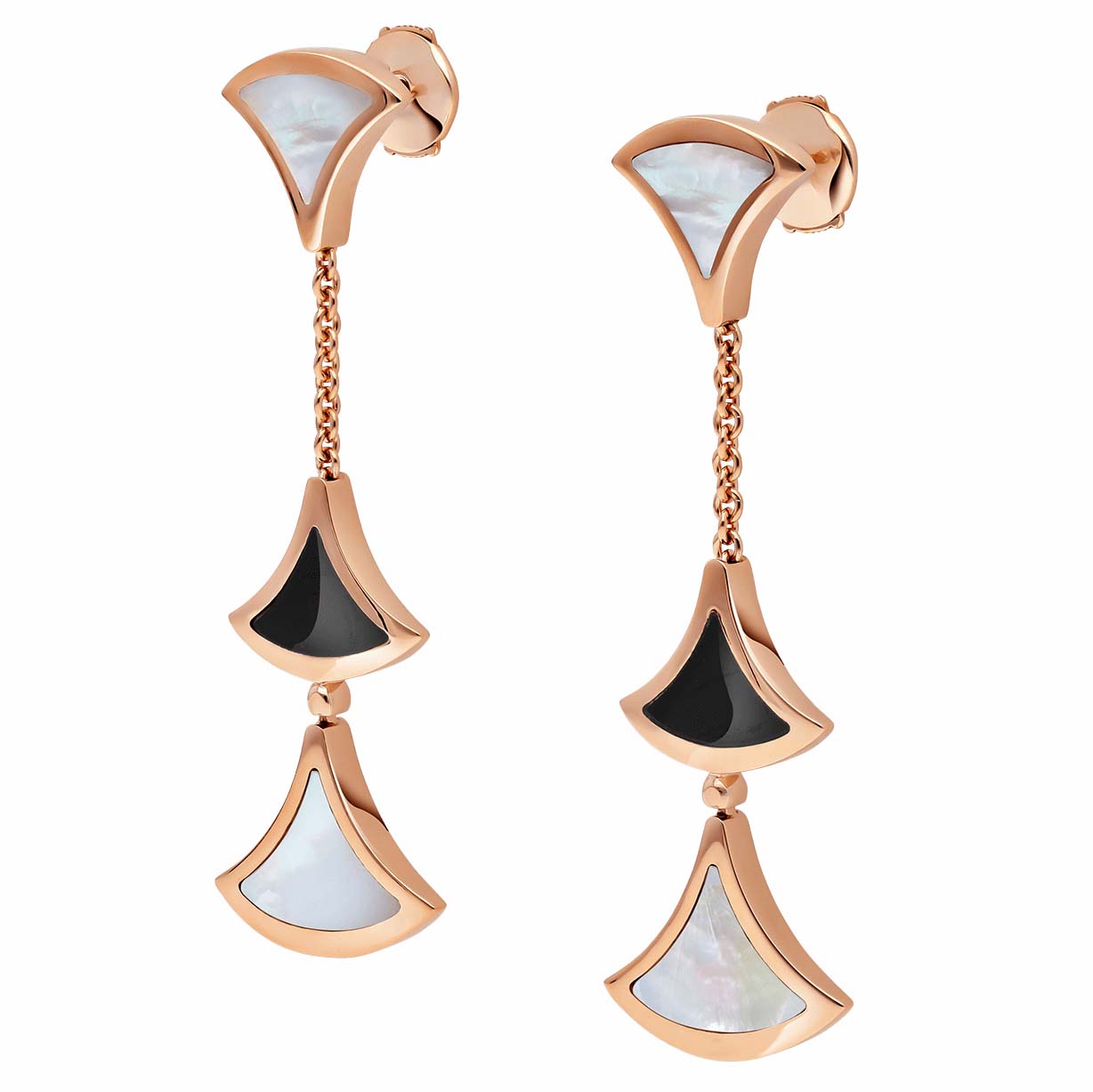BGL-350260-OR857051 Three fan-shaped light gold agate fan earrings