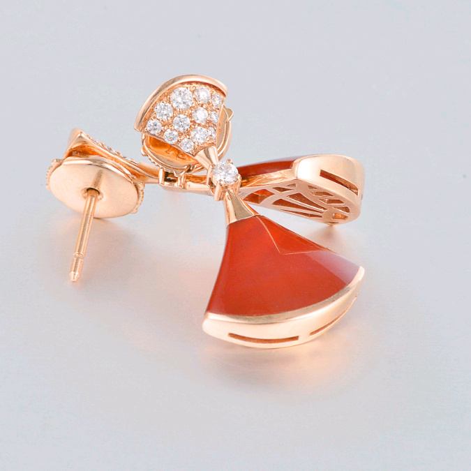 BGL-350853-OR857320 guest version double fan-shaped half-diamond fan skirt earrings