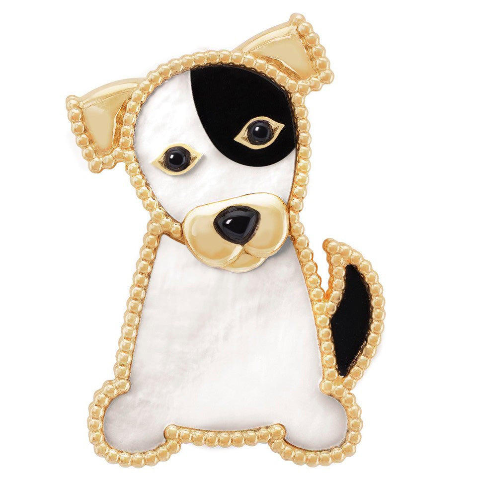 VCARP2AU00 beaded dog brooch