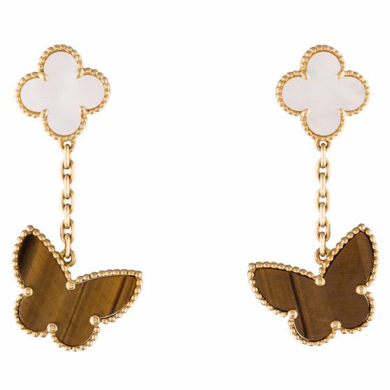 VCARD79800 guest version four-leaf clover butterfly 20.7mm earrings