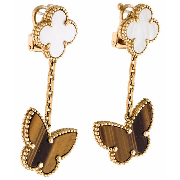 VCARD79800 guest version four-leaf clover butterfly 20.7mm earrings