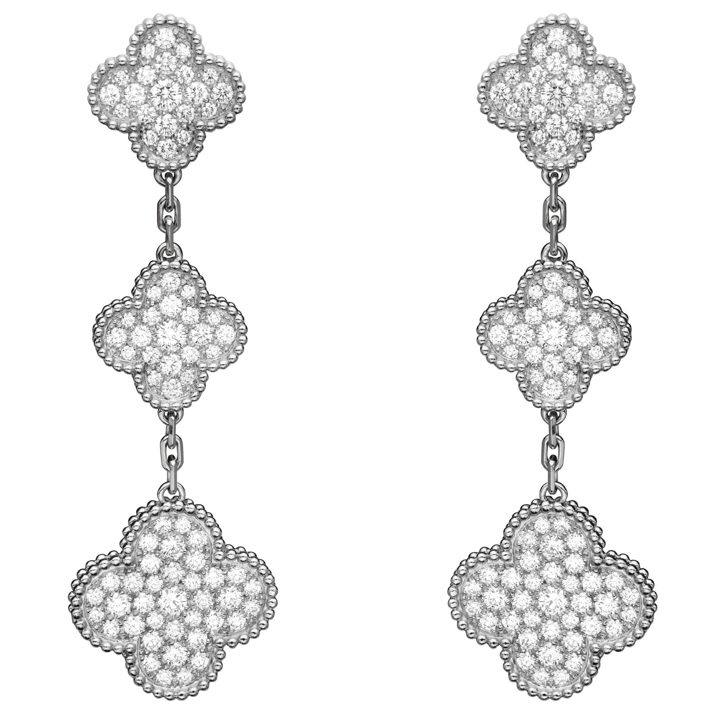 VCARN9MR00 full diamond 3-flowered four-leaf clover (15+15+20.4) mm ear clip guest version