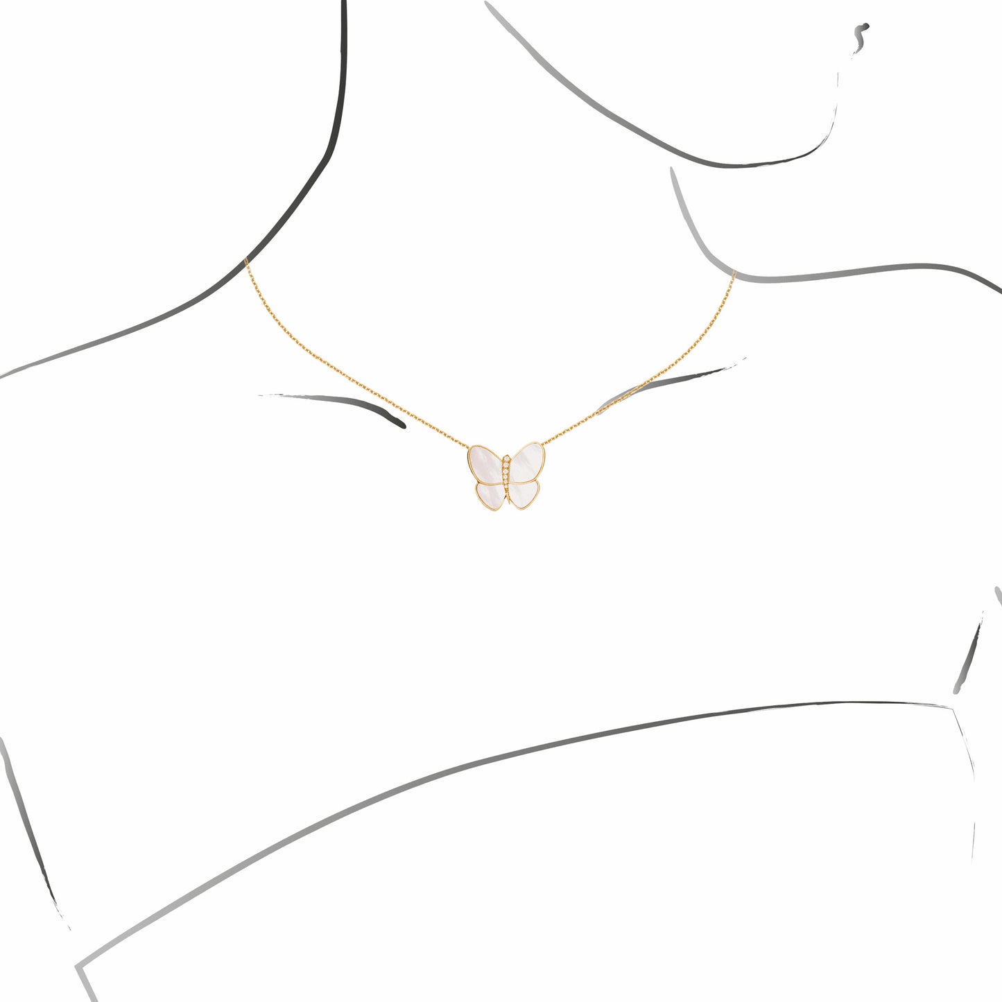 VCARA63400 Butterfly Tie Chain Pendant
