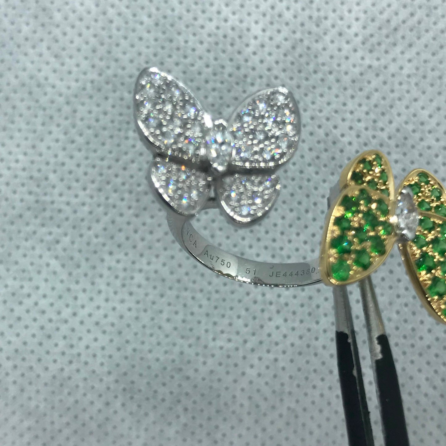 VCARO61900客版满钻双蝴蝶开口戒12#