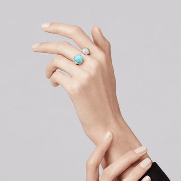 VCARO9SV00 beaded agate double-ended ring 14#