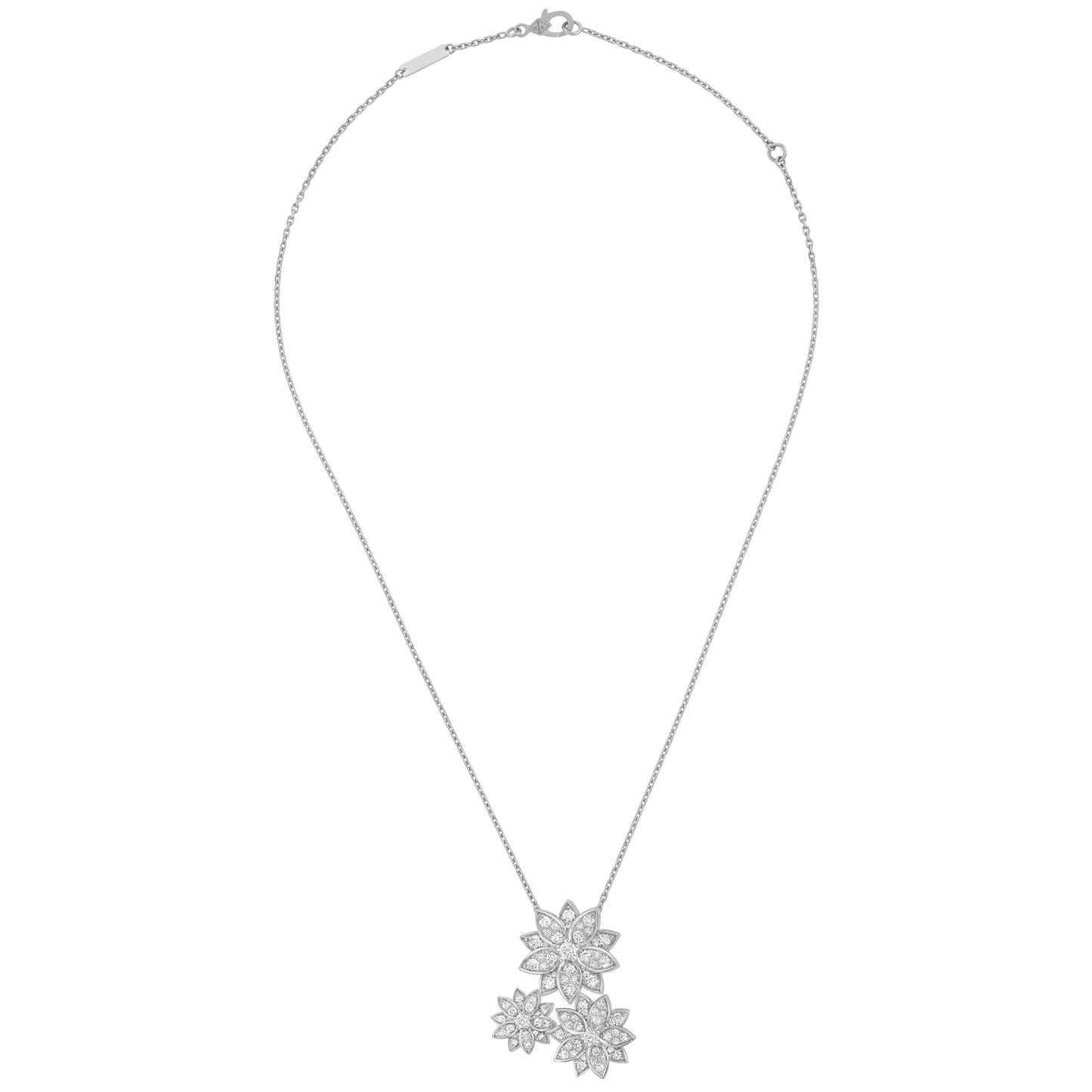 VCARP7TG00 Three Lotus Full Diamond Tie Chain Pendant Counter