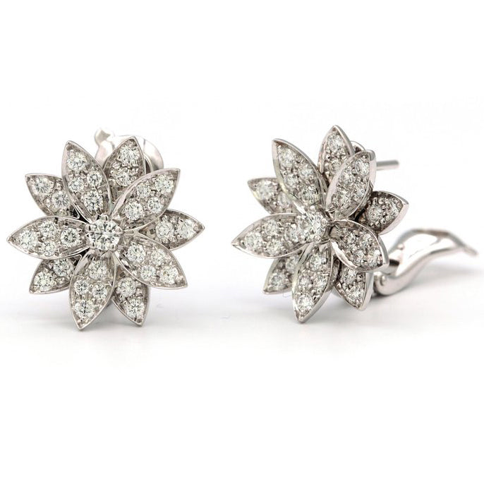 VCARO96B00 14.8mm Small Lotus Diamond Ear Clip