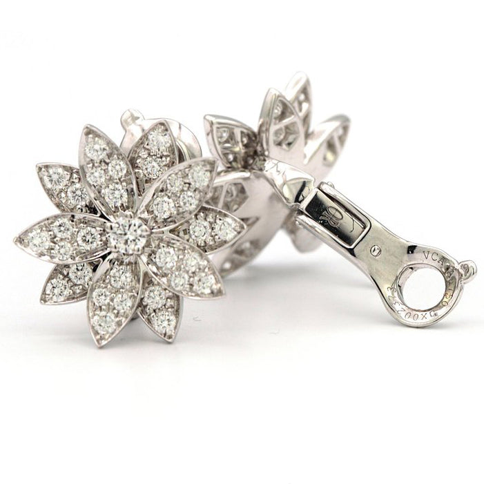 VCARO96B00 14.8mm Small Lotus Diamond Ear Clip