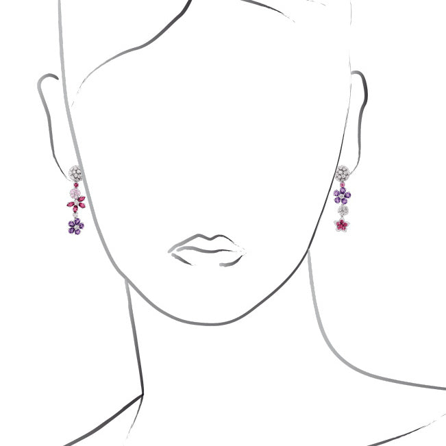 VCARP05I00 colorful plum blossom ear clips with diamonds