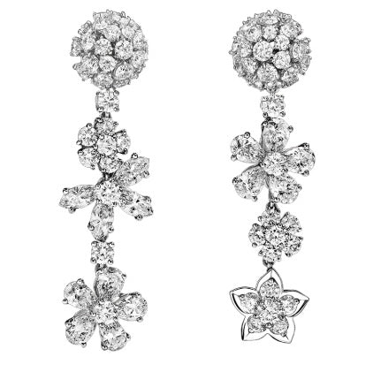 VCARP05I00 colorful plum blossom ear clips with diamonds