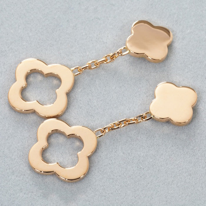 VCA20181 flat light gold four-leaf clover earrings