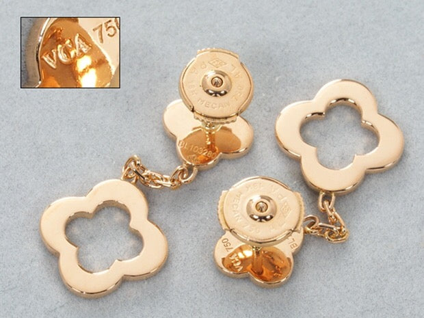 VCA20181 flat light gold four-leaf clover earrings
