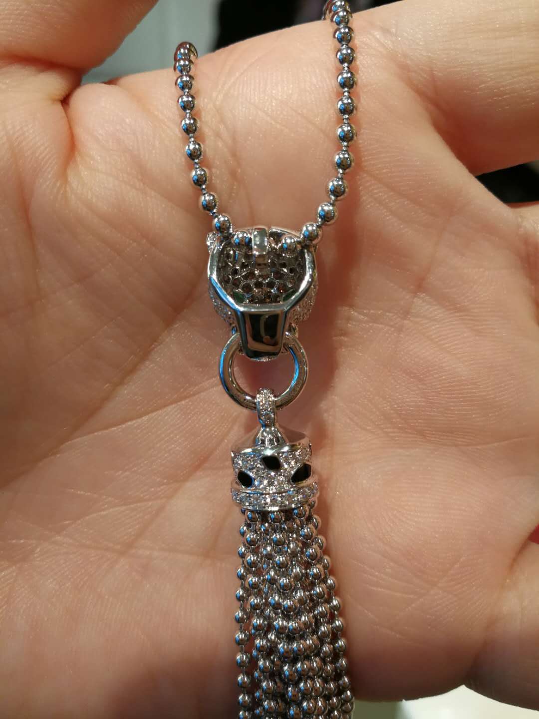 KDY-N7424122 leopard head bite circle tassel pendant