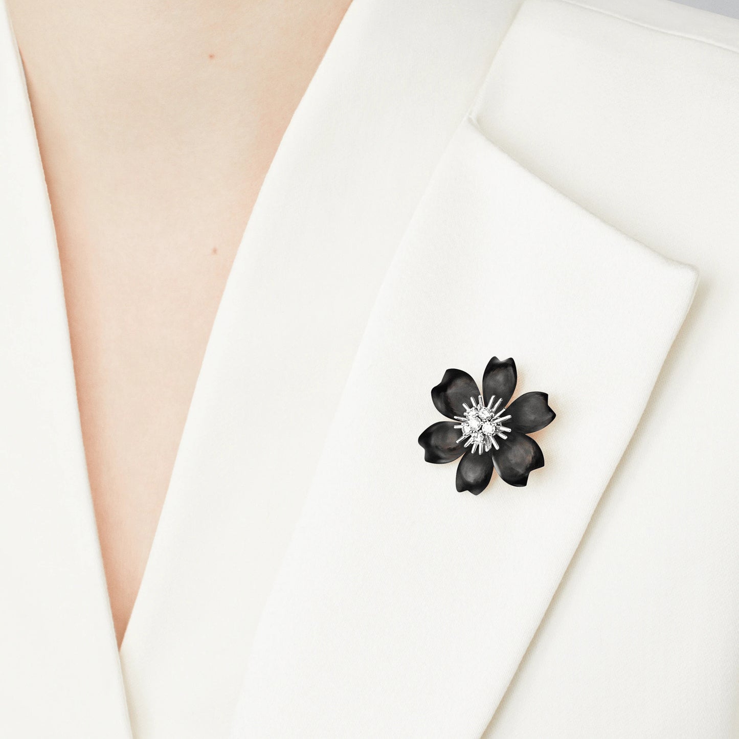 VCARD30400 28.8mm small ceramic flower pendant brooch