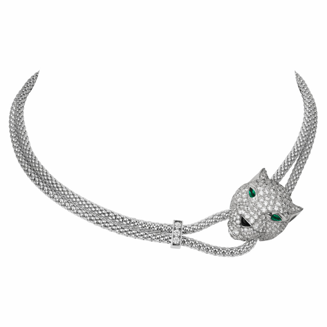 KDY-N7408238 leopard head bite round wire pendant necklace
