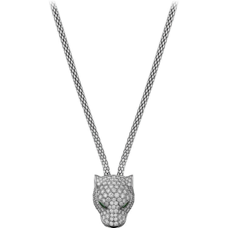 KDY-N7408238 leopard head bite round wire pendant necklace