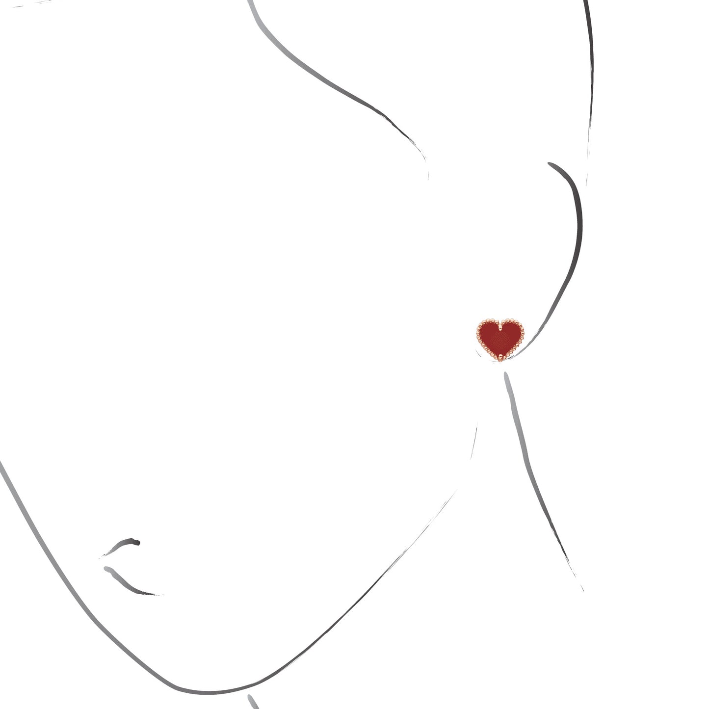 VCARN6BP00 9mm beaded heart-shaped stud earrings