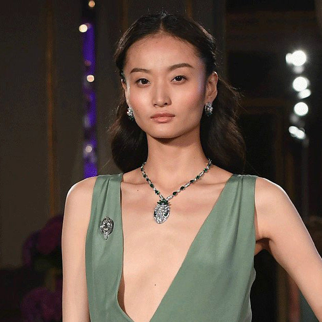 BGL-261805蛇头满钻彩宝梨形水滴项链