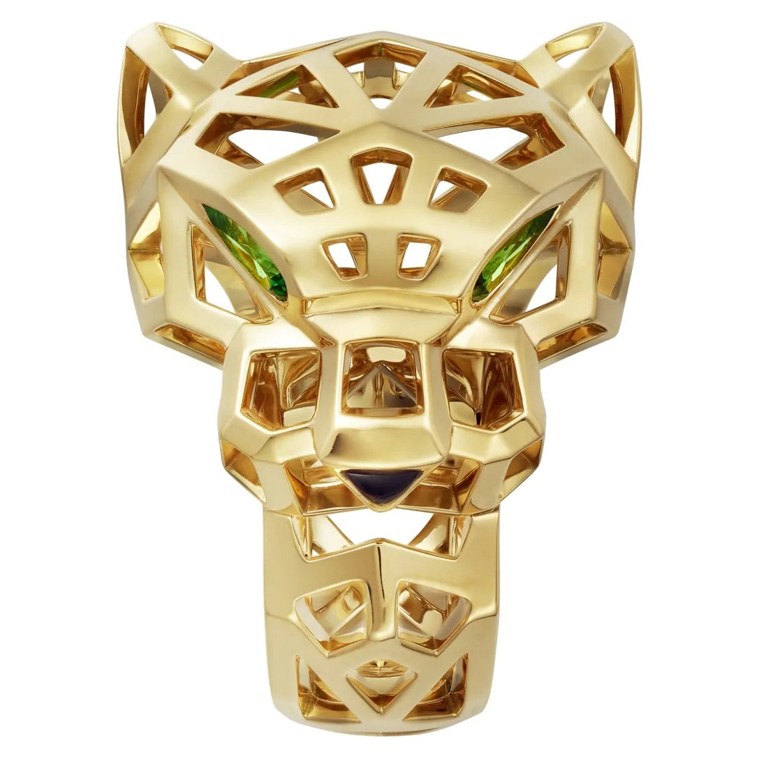 KDY-N4767900 light gold side hollow mechanical leopard ring