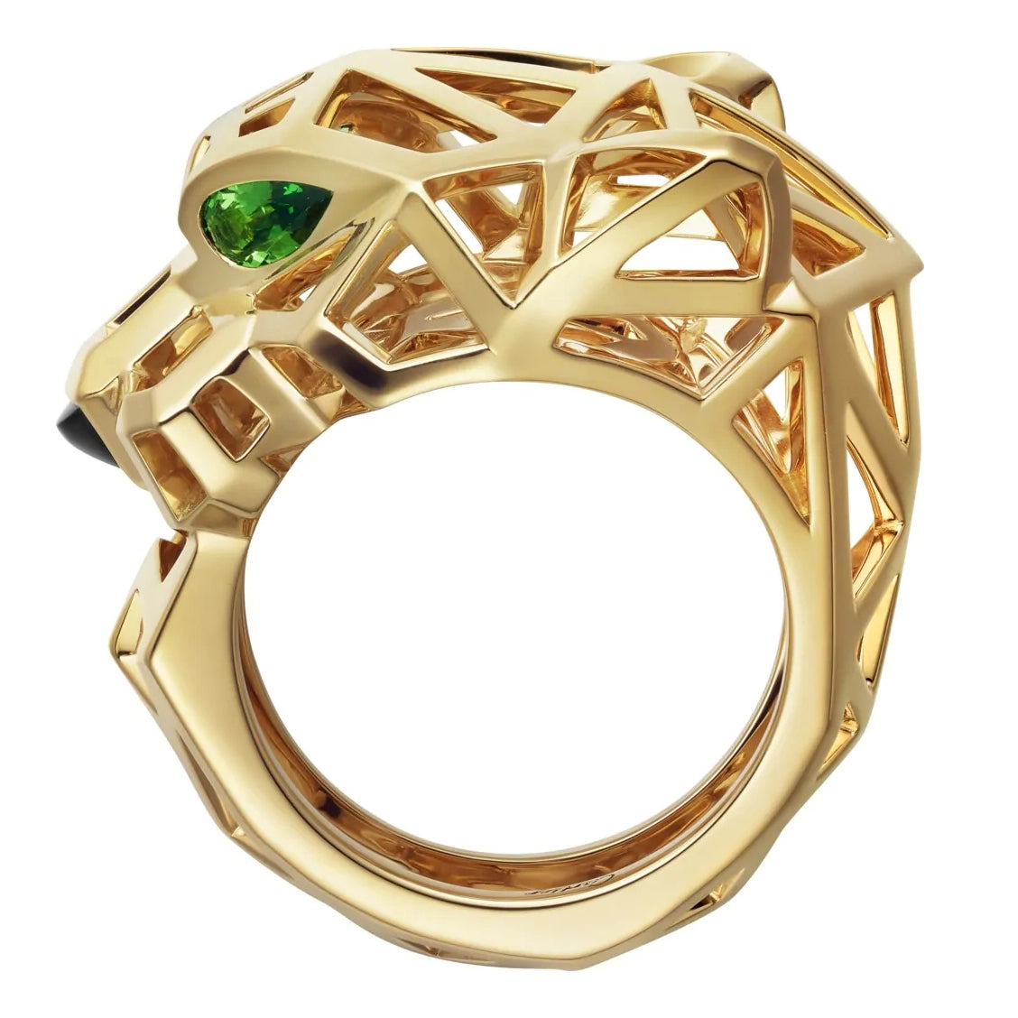 KDY-N4767900 light gold side hollow mechanical leopard ring