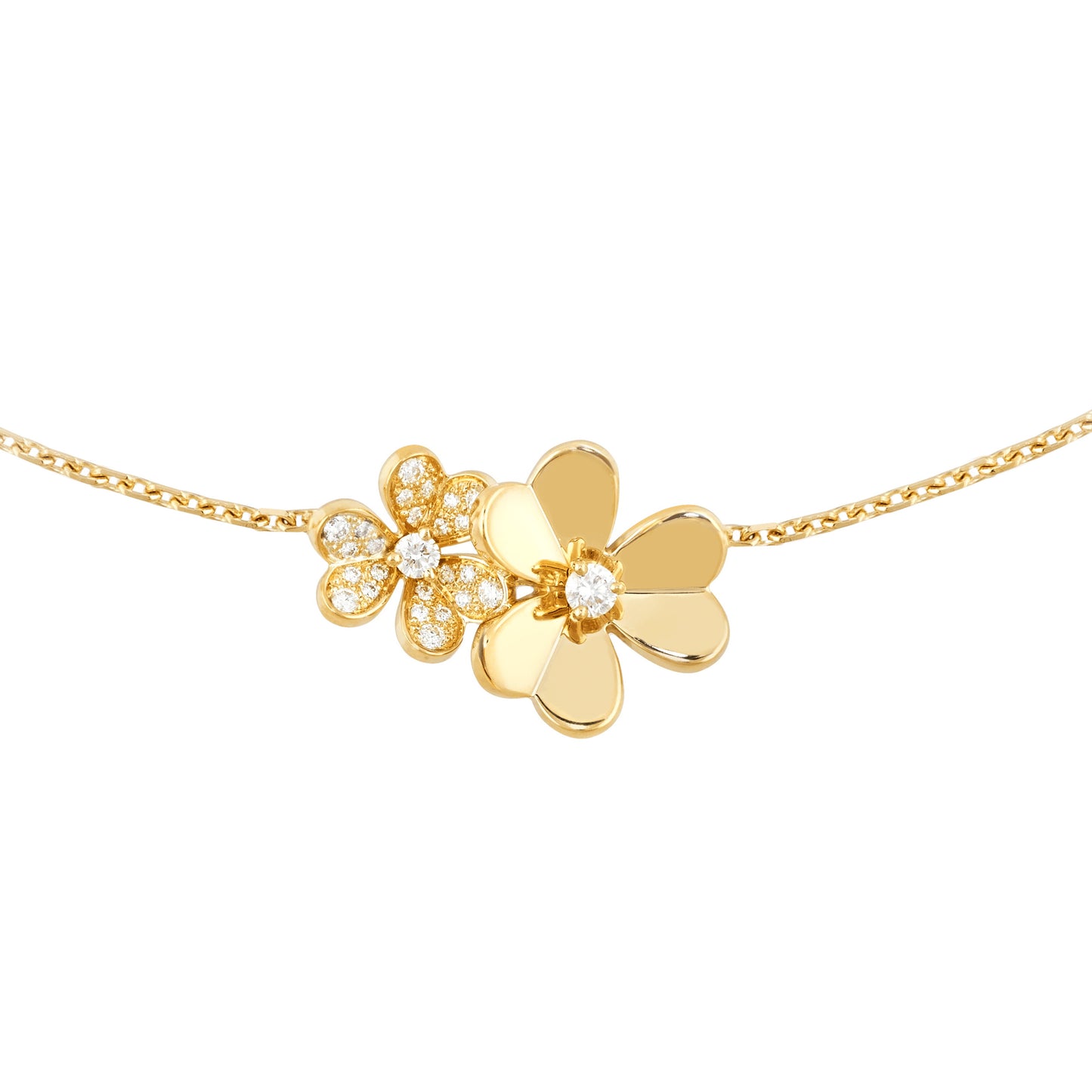 VCARP3W600 Clover 9-flower half-diamond necklace (chain length 420mm)