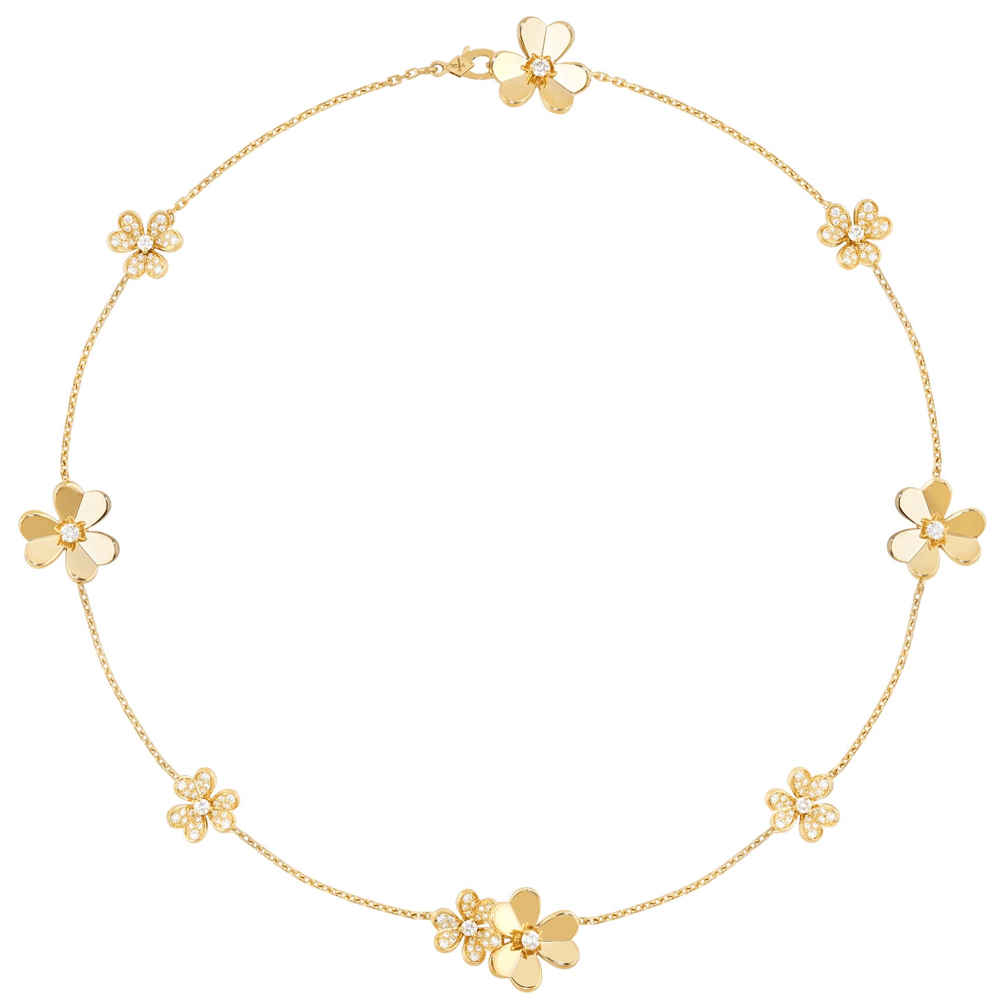 VCARP3W600 Clover 9-flower half-diamond necklace (chain length 420mm)