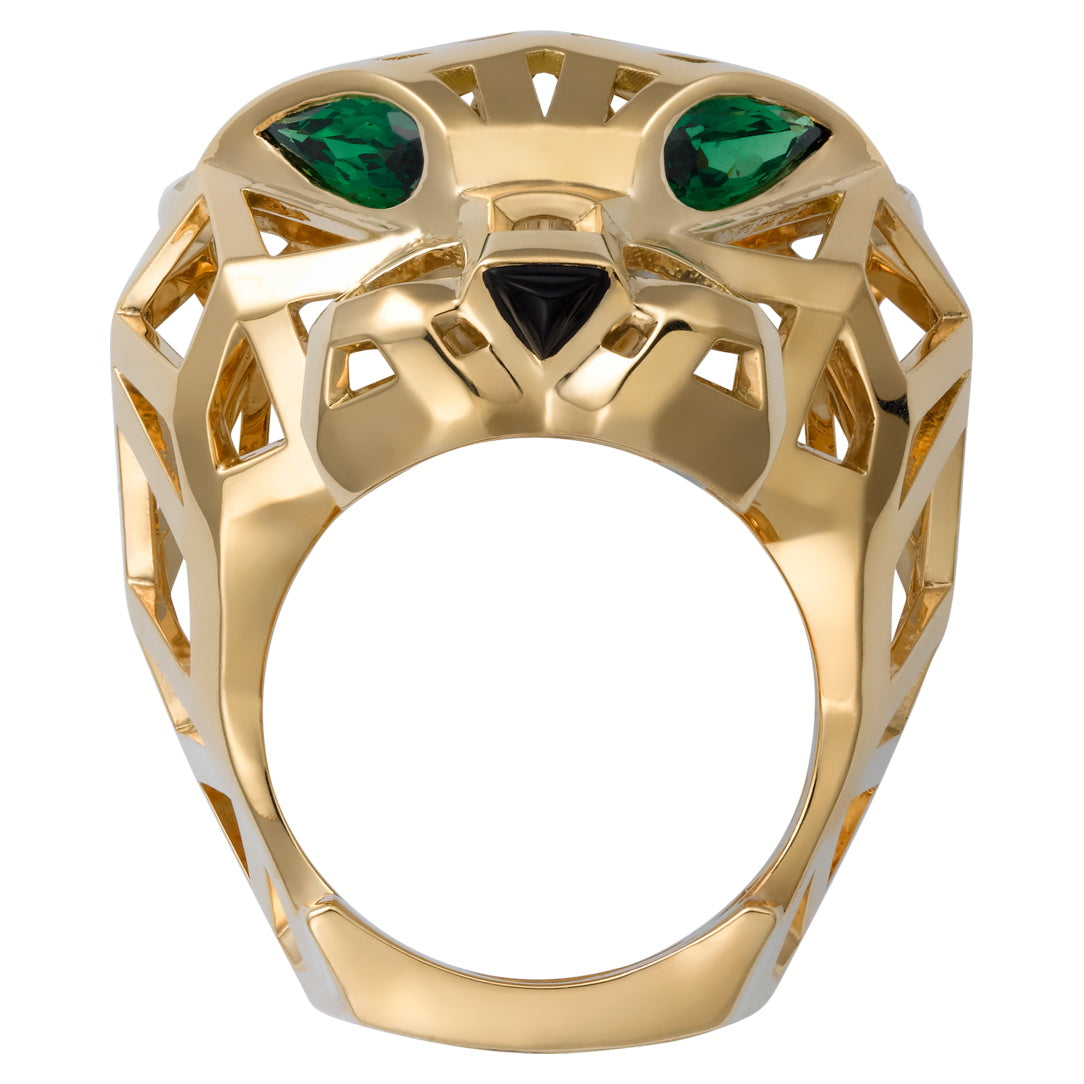 KDY-N4730900 guest version light gold mechanical hollow leopard ring