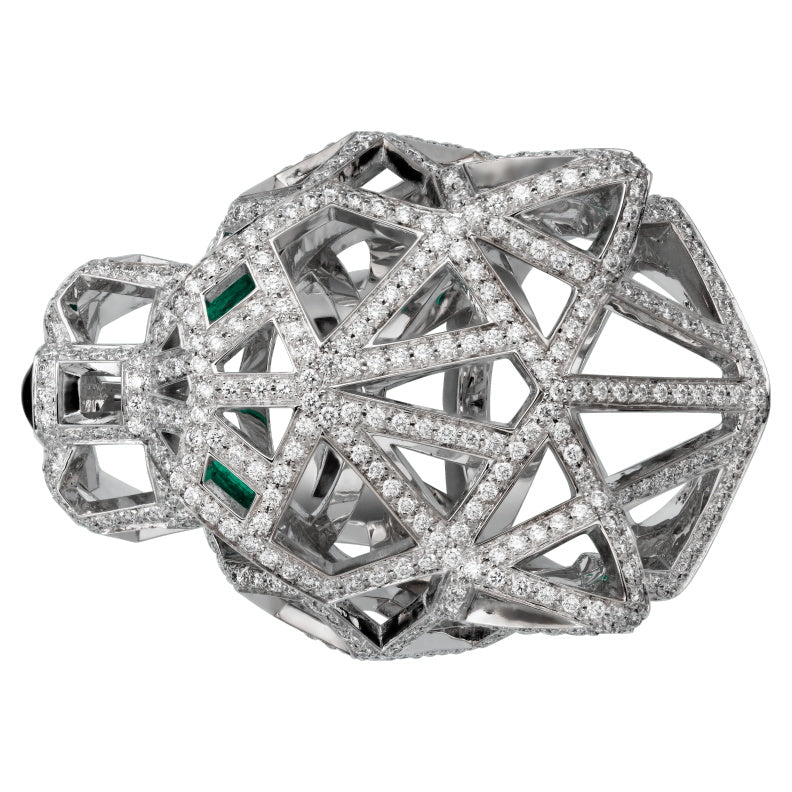 KDY-N4722400 full diamond front mechanical leopard hollow ring